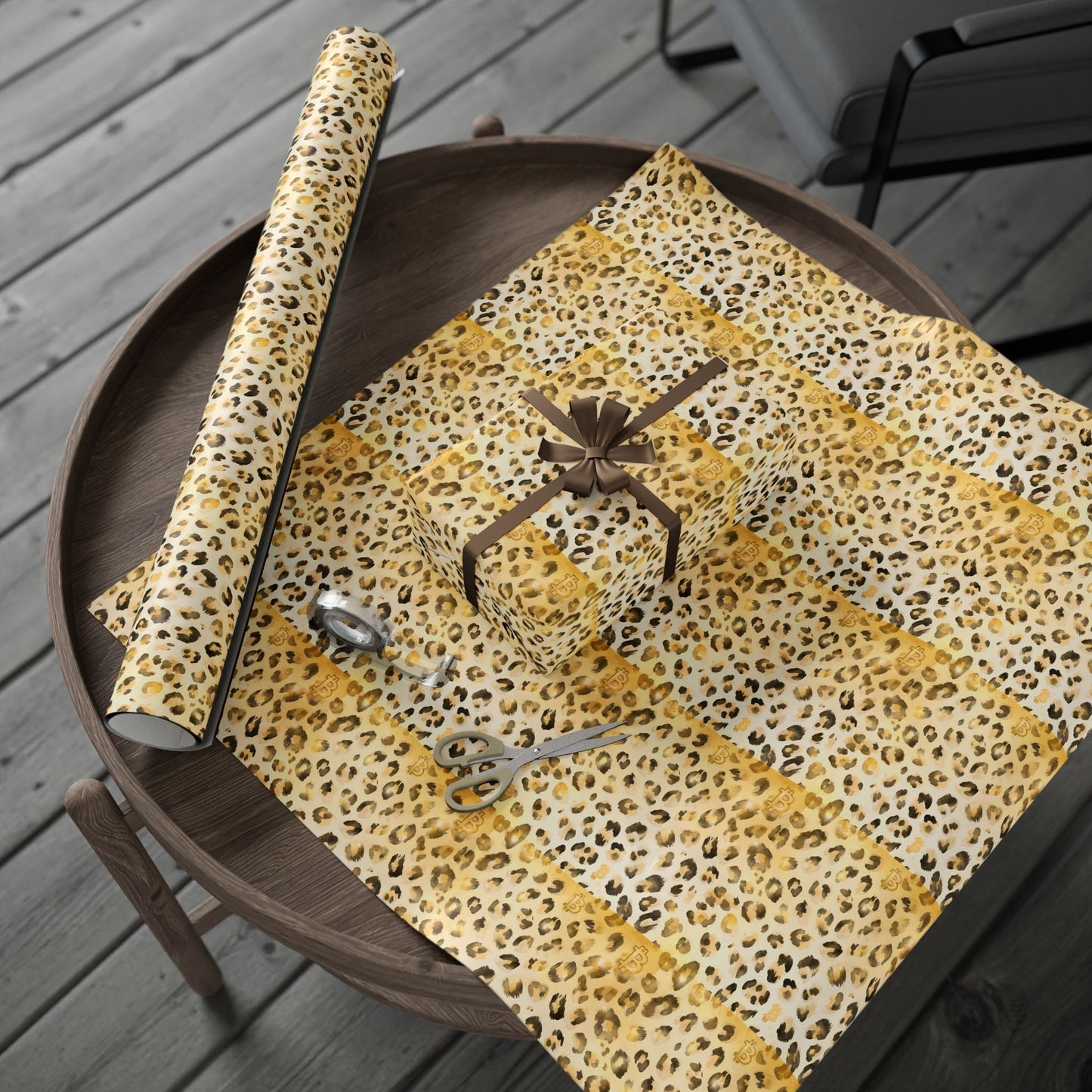 Cheetah Bitcoin Wrapping Paper, Gift Wrap for Crypto Enthusiasts, Animal Print Holiday Supplies, Jungle Theme Present Decor, Unique Gift