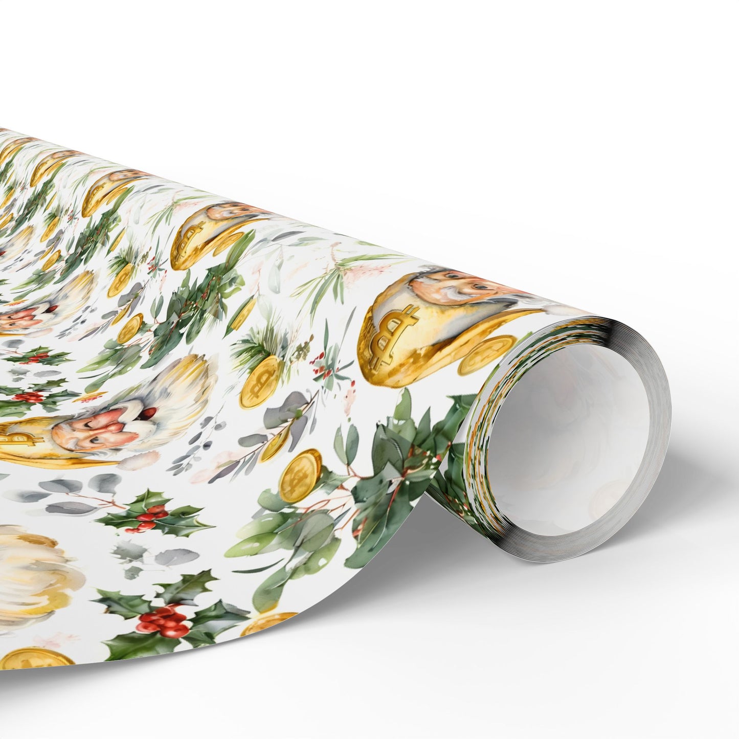 Bitcoin Santa Wrapping Paper - Festive Cryptocurrency Gift Wrap Roll for Holidays, Christmas Stickers, Digital Currency Decor, Xmas