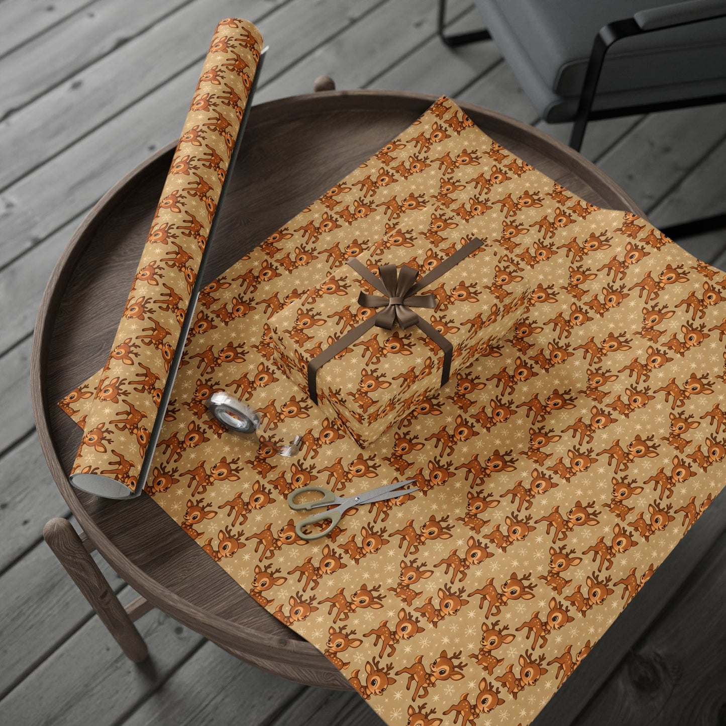 Cute Fawn Pattern Wrapping Paper | Deer Print Gift Wrap, Neutral Holiday Paper