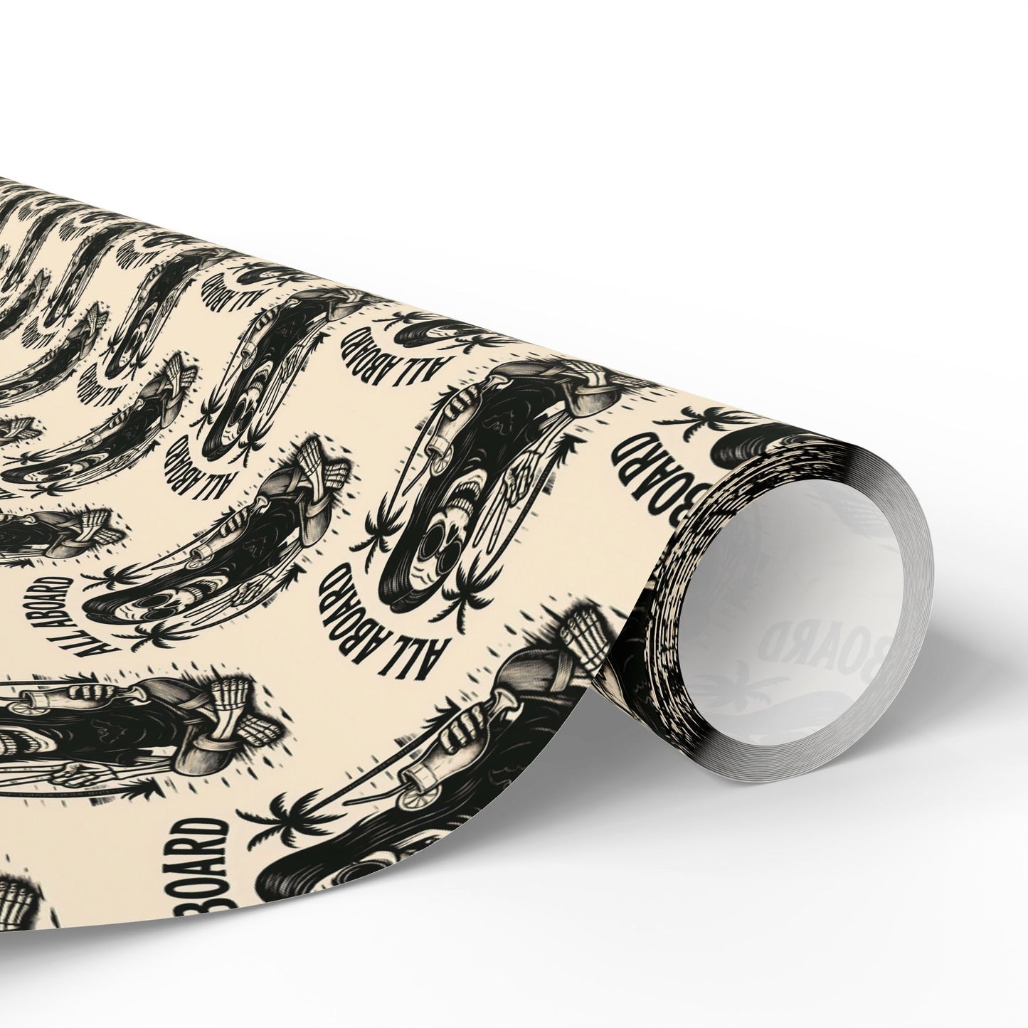 All Aboard Surfboard rockstar Wrapping Paper | Retro Surfing Motif
