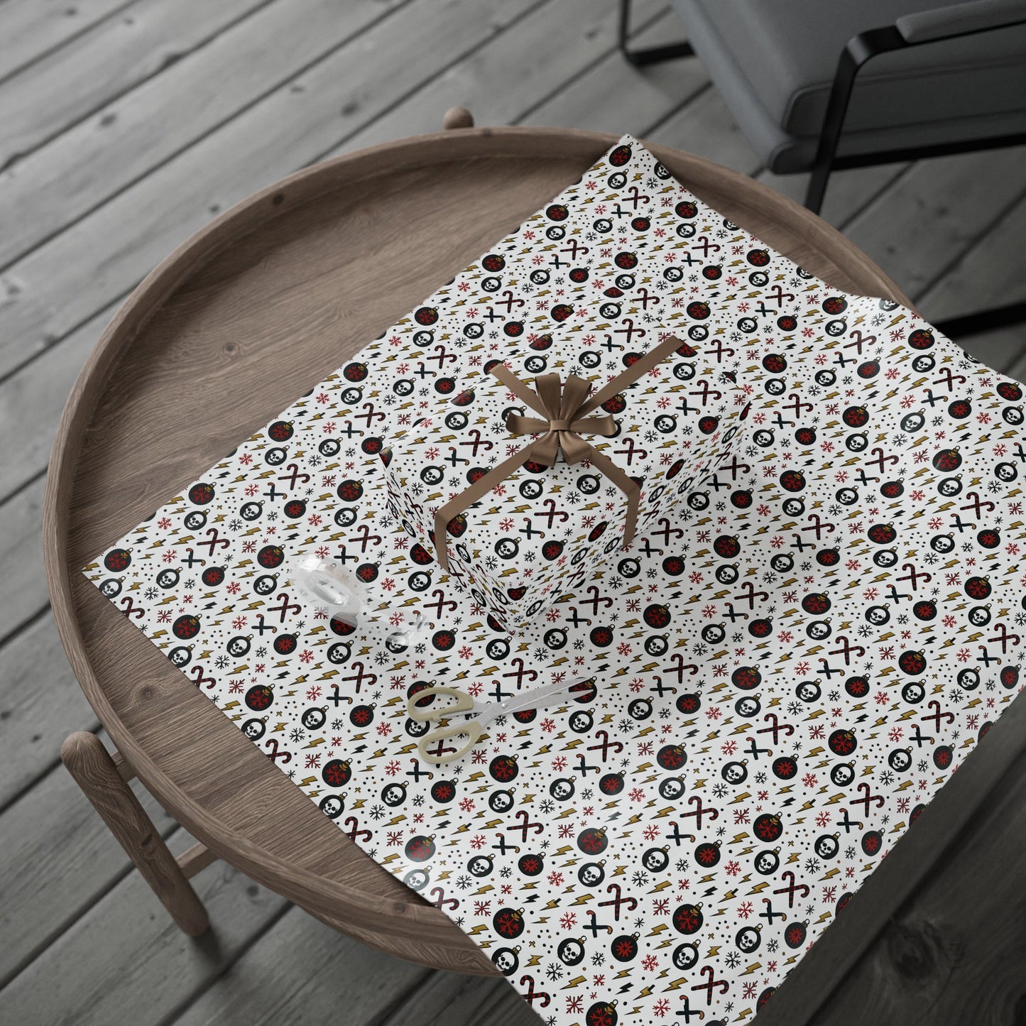 Gift Wrap, Skull and Candy Cane Ozzy Osbourne Inspired Wrapping Paper, Holiday Wrapping, Festive Gift Wrap, Music Lover Gift Wrap, Rock and