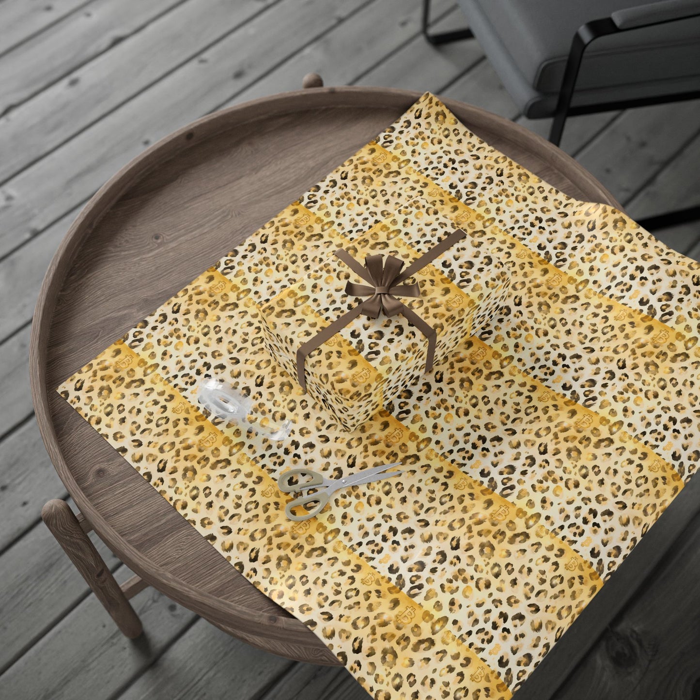 Cheetah Bitcoin Wrapping Paper, Gift Wrap for Crypto Enthusiasts, Animal Print Holiday Supplies, Jungle Theme Present Decor, Unique Gift