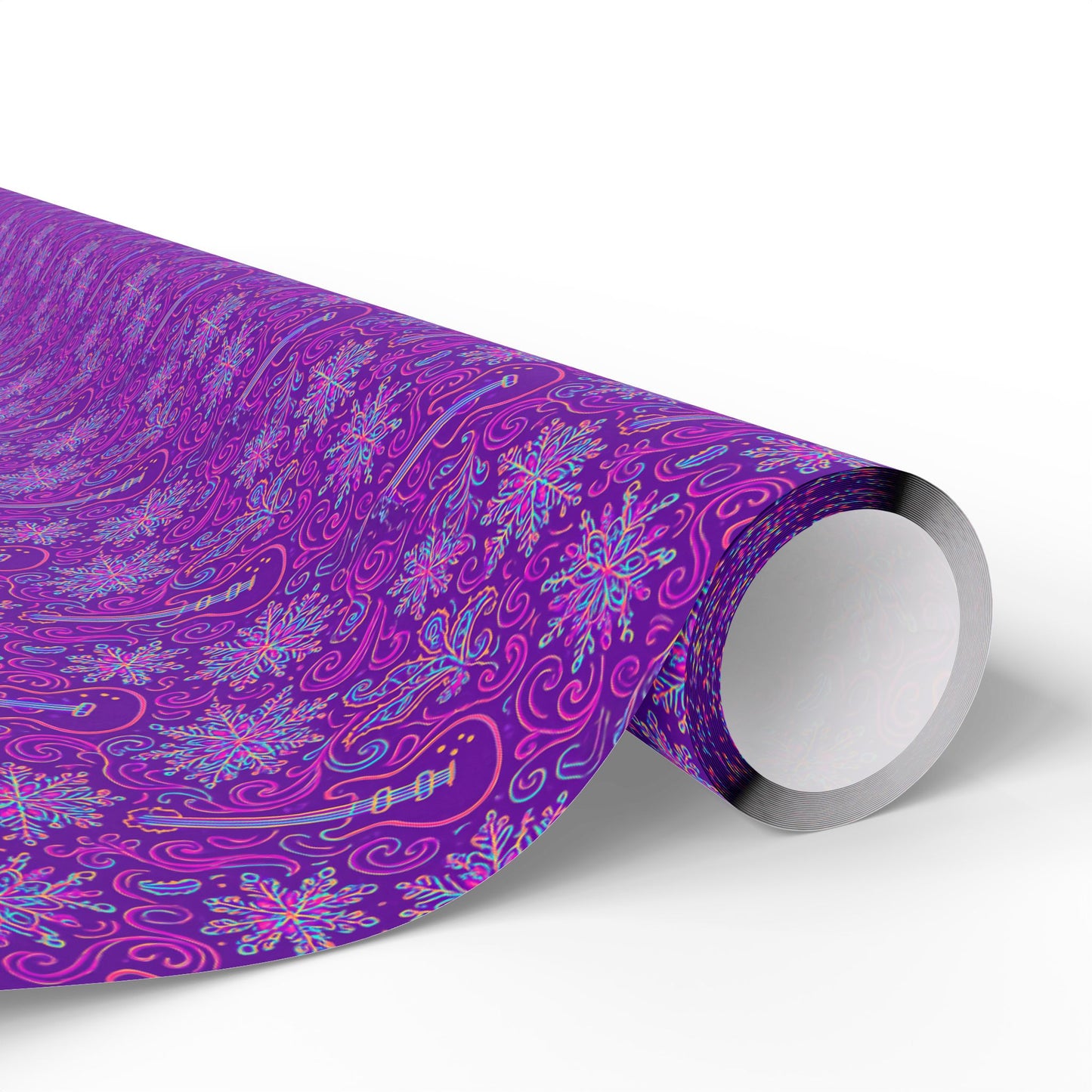 Rockstar neon psychedelic wrapping paper | Holiday Gift Wrap, Dark Teal purple