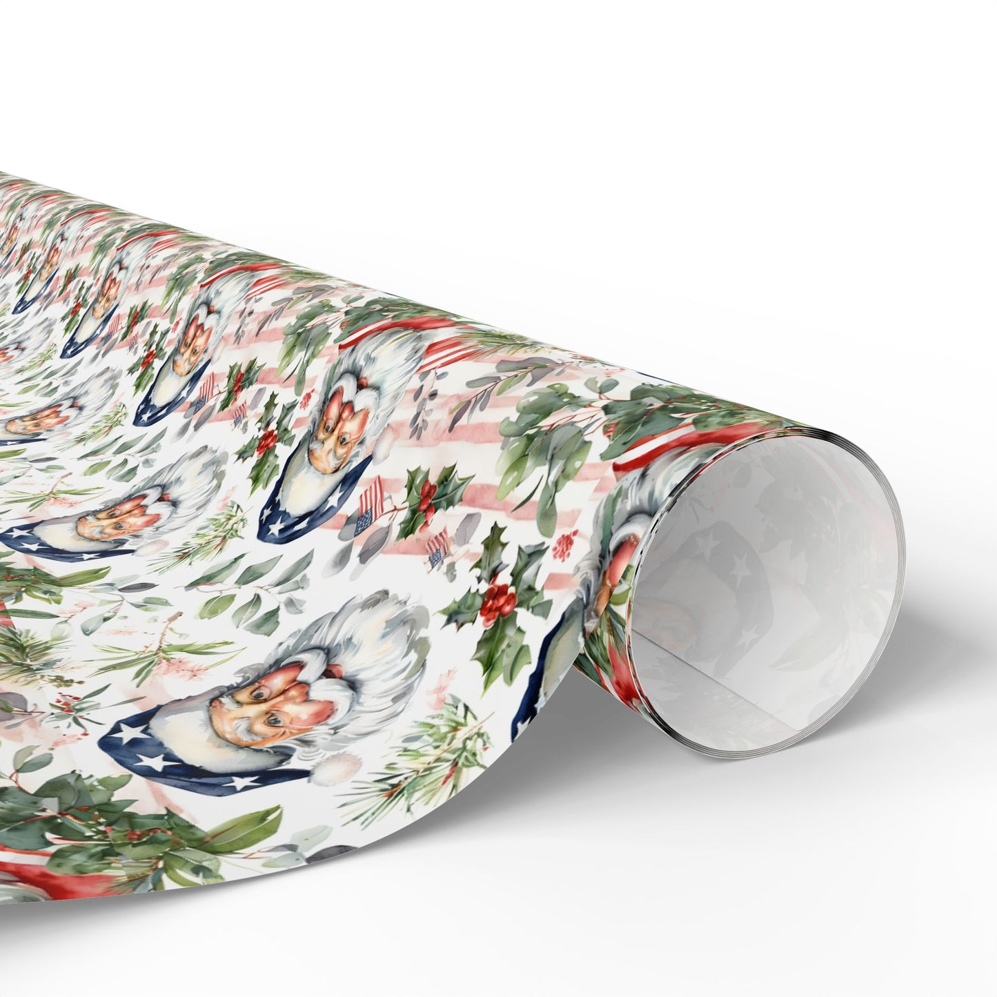Wrapping Papers, American Santa Watercolor Gift Wrap, Christmas Holiday Wrapping Sheets, Festive Xmas Present Packaging, Decorative Craft