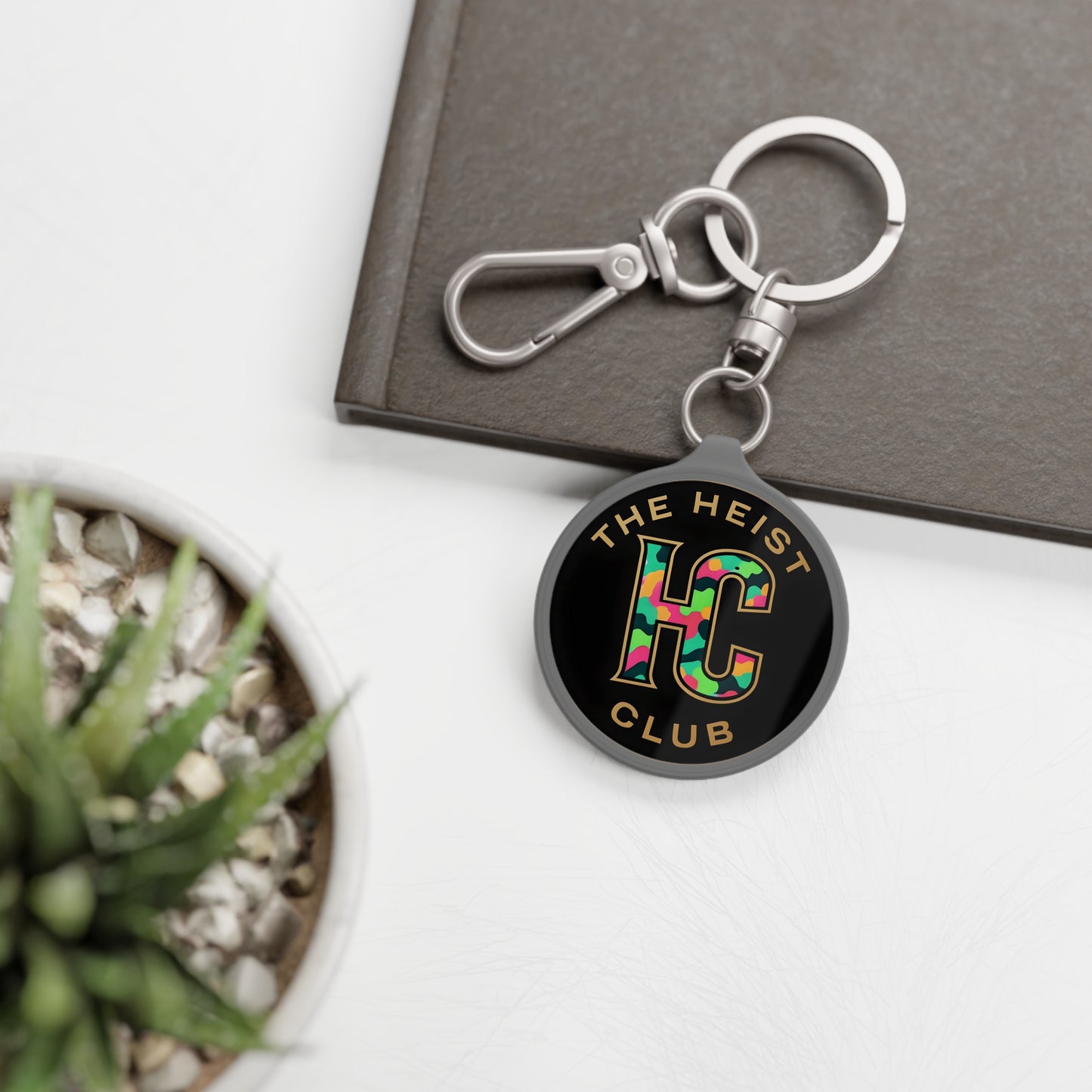 The Heist Club neon camo emblem Keyring Tag | Military badge keychain