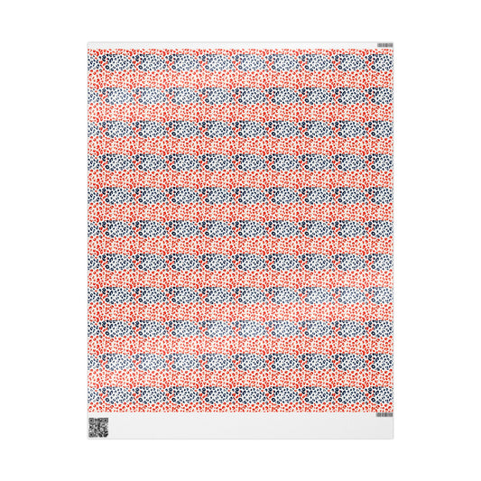 Cheetah Print Wrapping Paper, Red White Blue Animal Print Gift Wrap for Birthdays, Holidays, Presents, Scrapbooking, Decor, Crafting