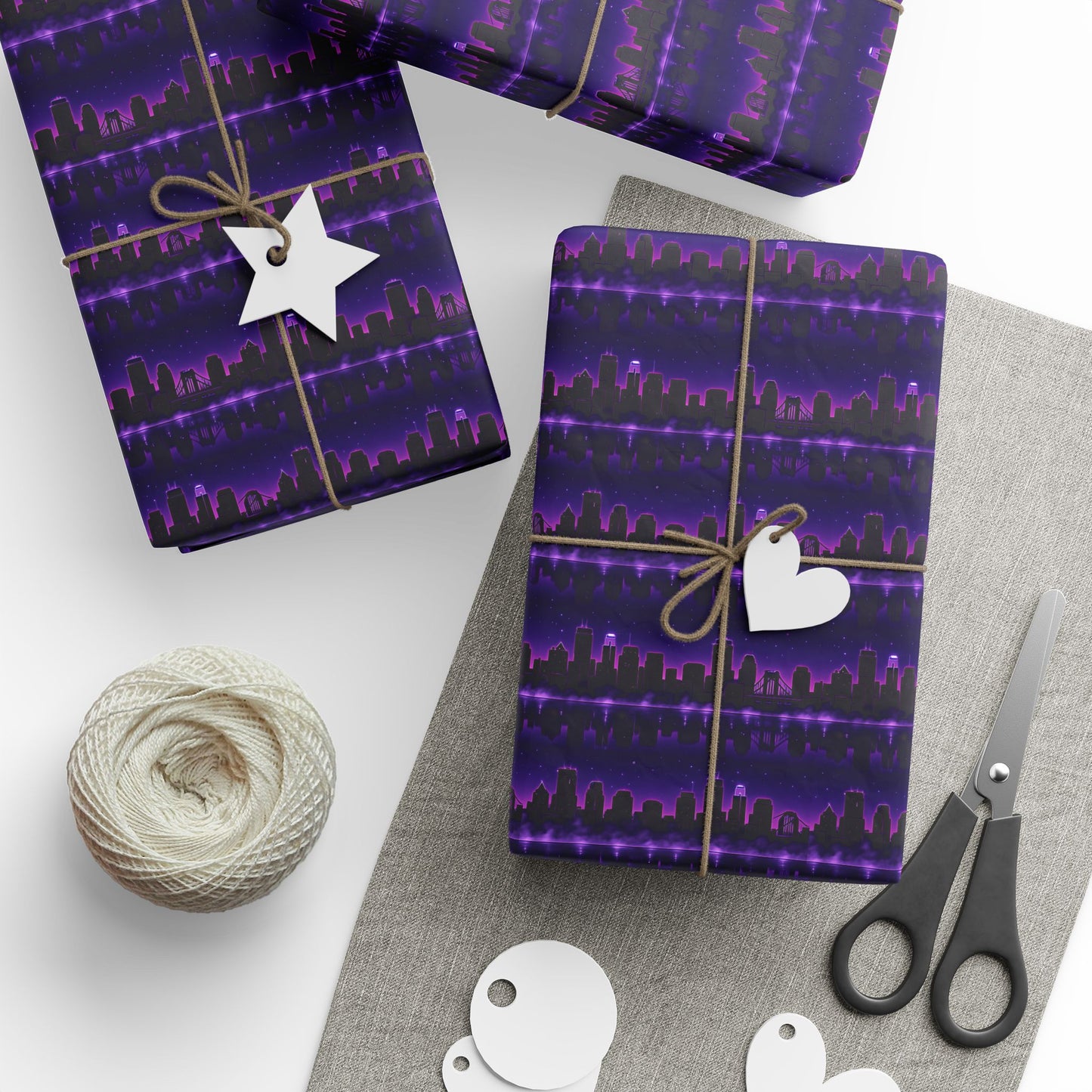 Wrapping Papers, Neon Skyline, Gift Wrap Roll for Holidays, Birthdays, Special Occasions, Musician Gift Wrap, Unique