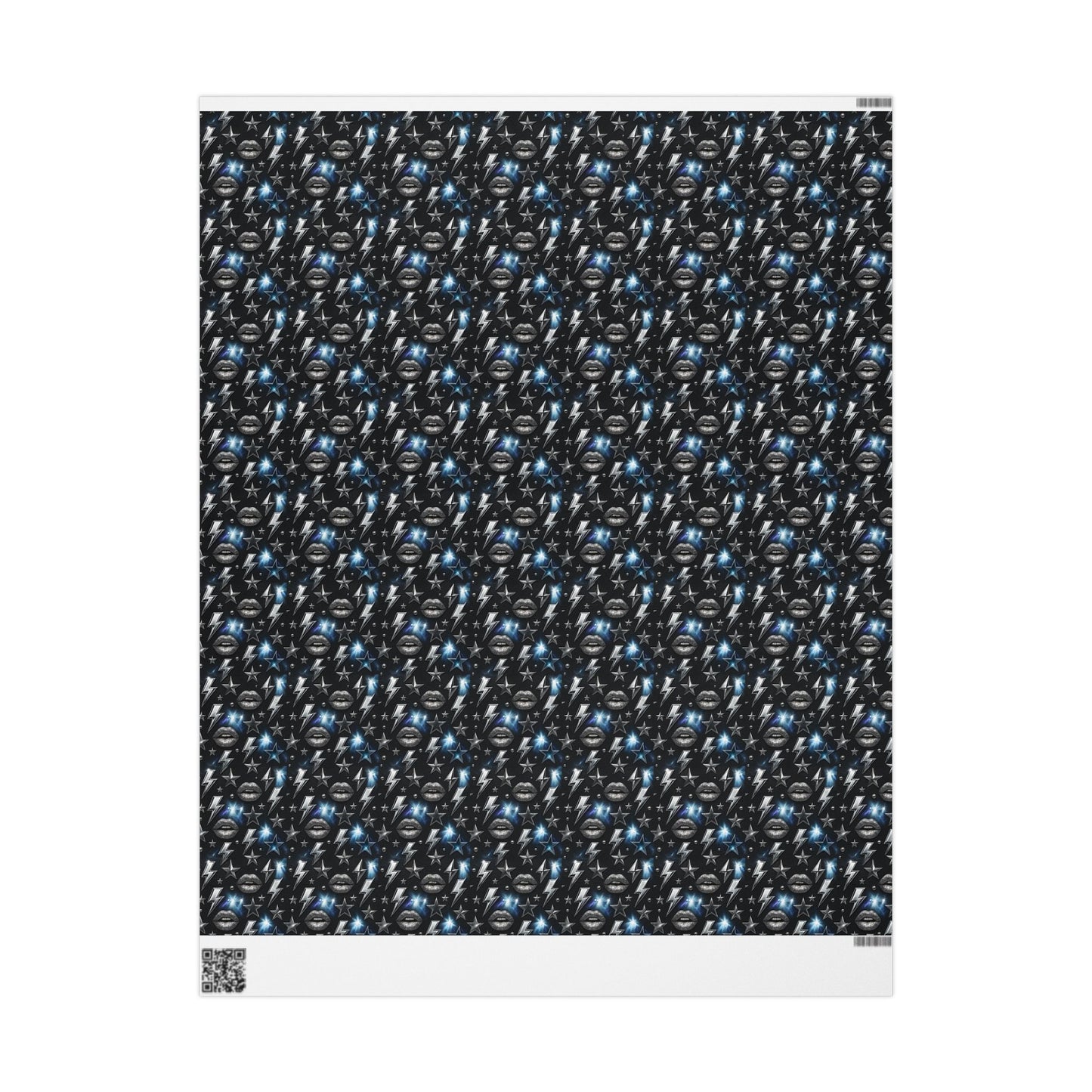 Rockstar Lightning Bolt Stars wrapping paper | Holiday Gift Wrap, Dark Teal Red Gold