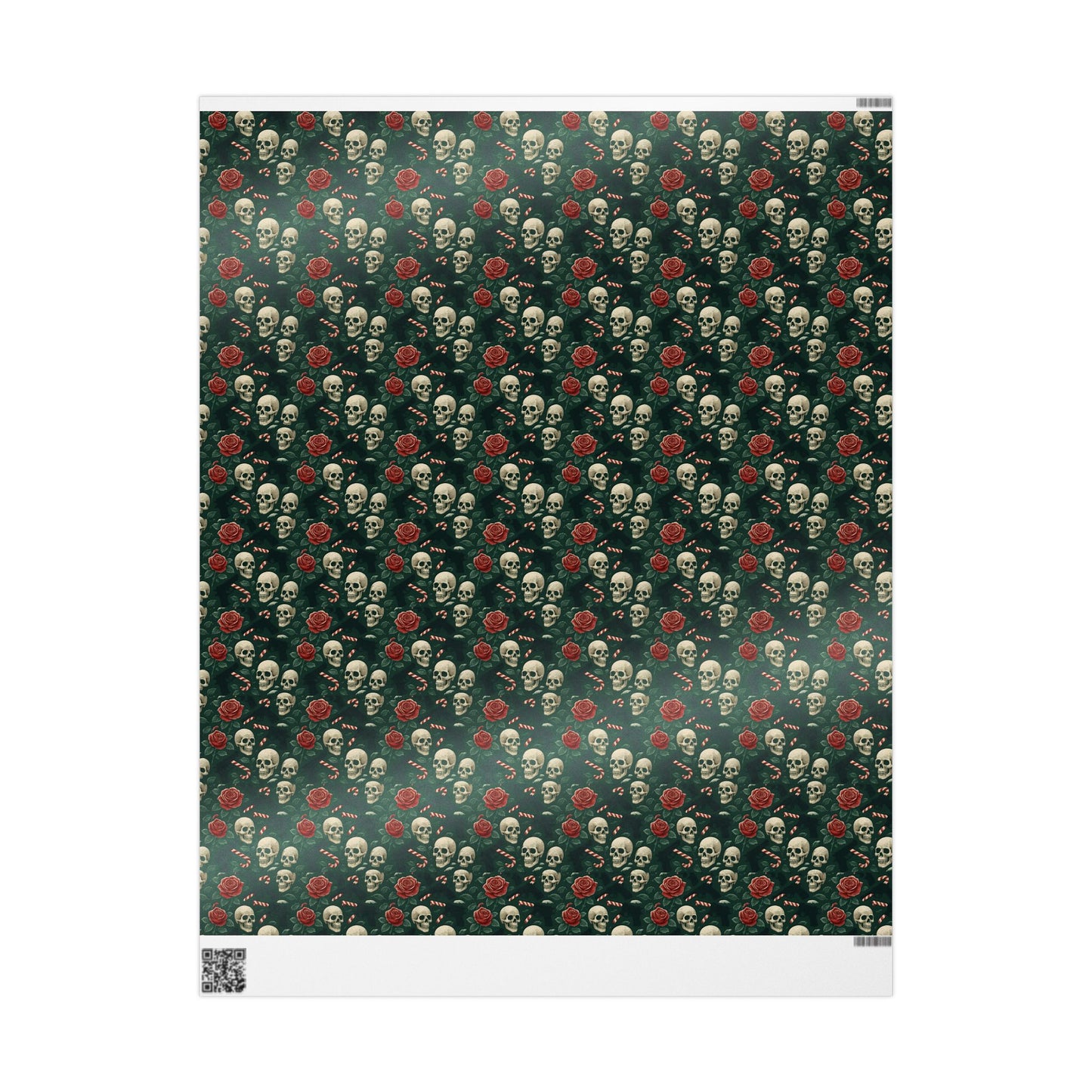 Rockstar skull and candy cane wrapping paper | Holiday Gift Wrap, Dark Teal Red Gold