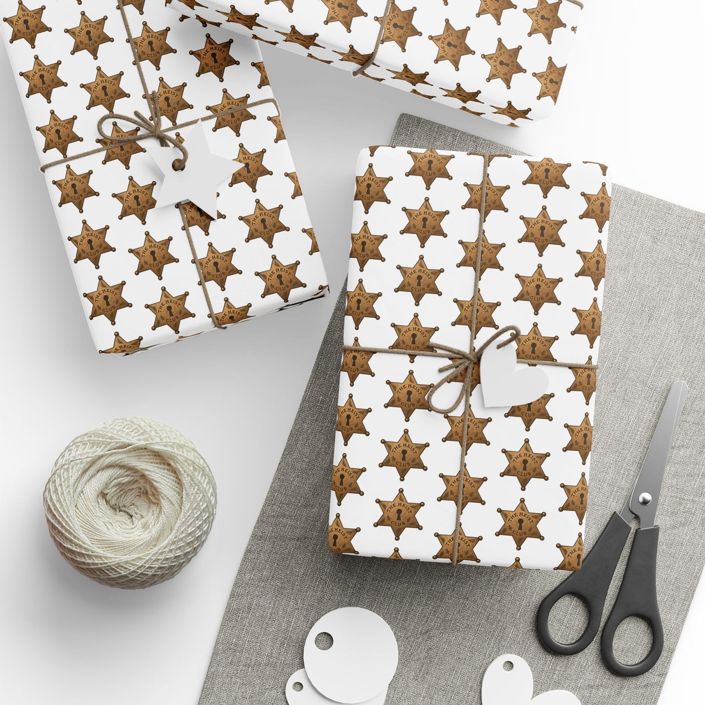 Sheriff Badge Pattern Wrapping Paper | Western Star Kids Party Wrap