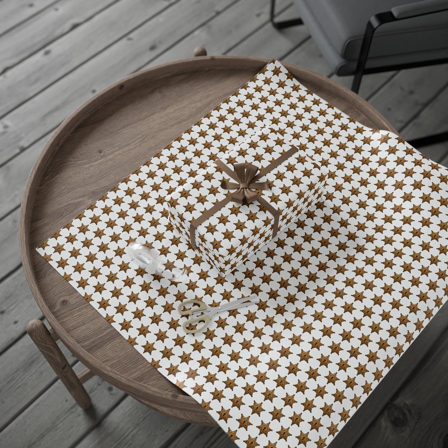 Sheriff Badge Pattern Wrapping Paper | Western Star Kids Party Wrap
