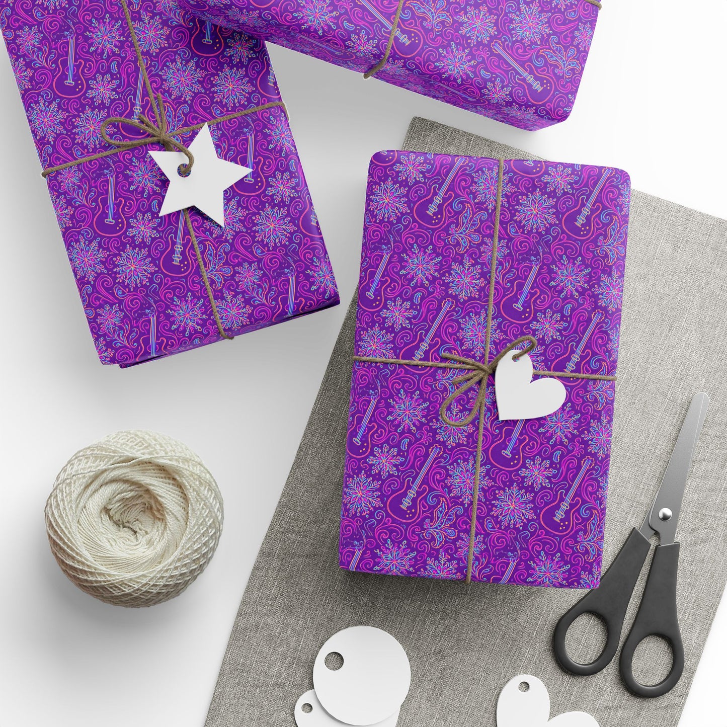 Rockstar neon psychedelic wrapping paper | Holiday Gift Wrap, Dark Teal purple