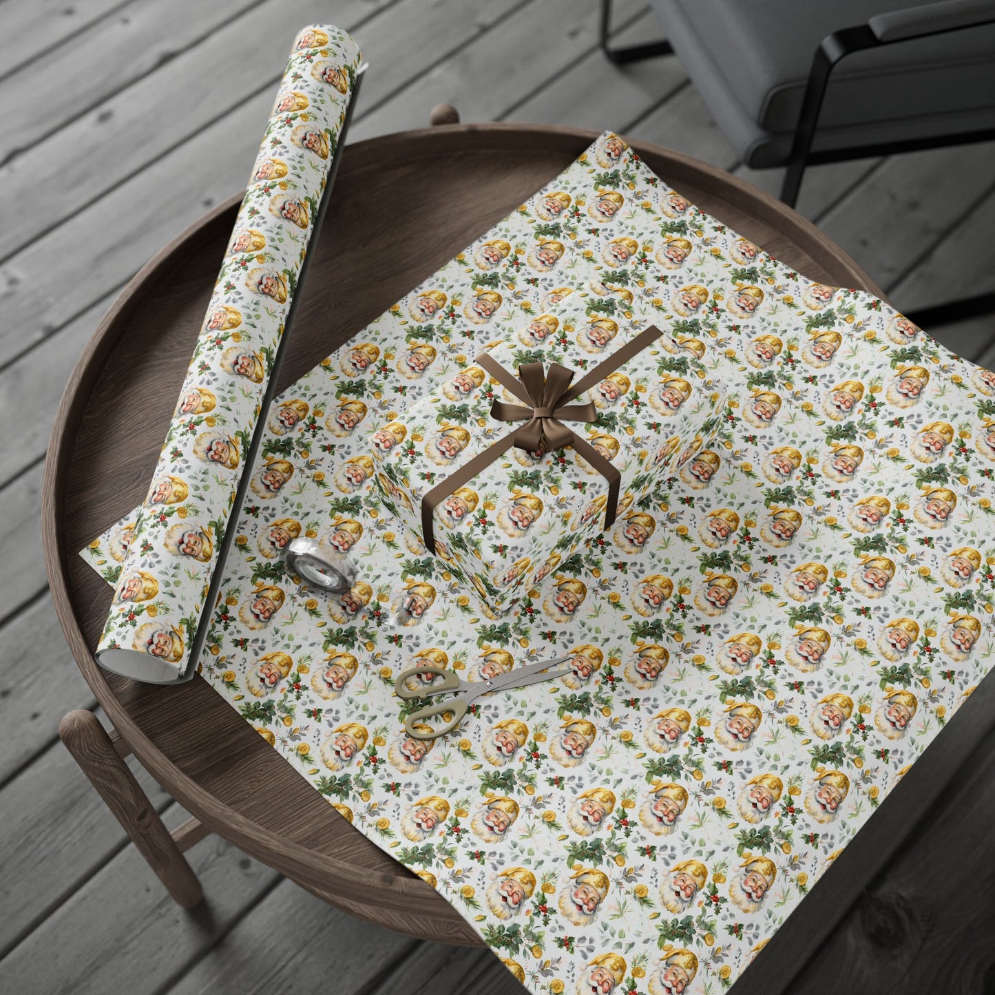 Bitcoin Santa Wrapping Paper, Christmas Gift Wrap, Holiday Present Decoration, Cryptocurrency Xmas Paper Roll, Festive Digital Currency