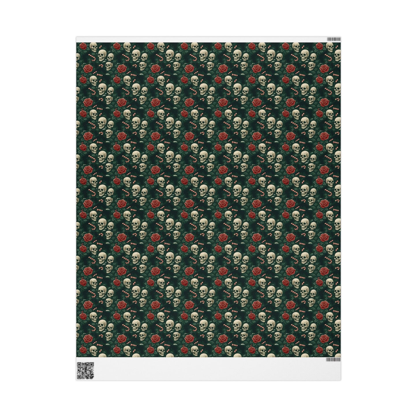 Rockstar skull and candy cane wrapping paper | Holiday Gift Wrap, Dark Teal Red Gold