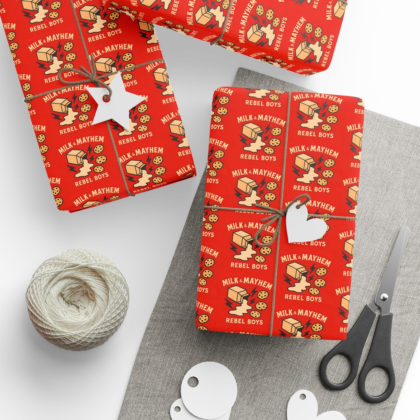 Rebel Boys Milk and Mayhem Wrapping Paper, Gift Wrap, Unique Design, Boys Birthday Party, Kids Gift Packaging, Fun Pattern