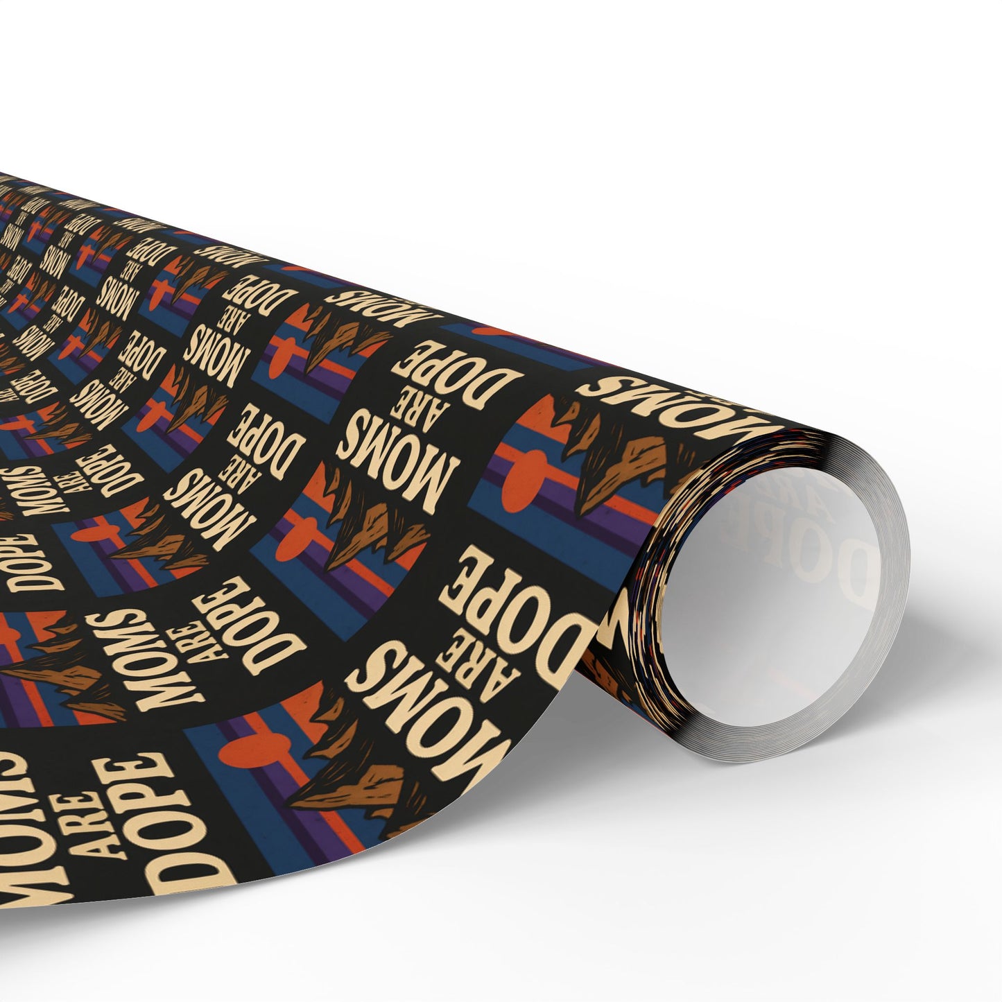 Moms Are Dope wrapping paper | Retro floral stripe pattern