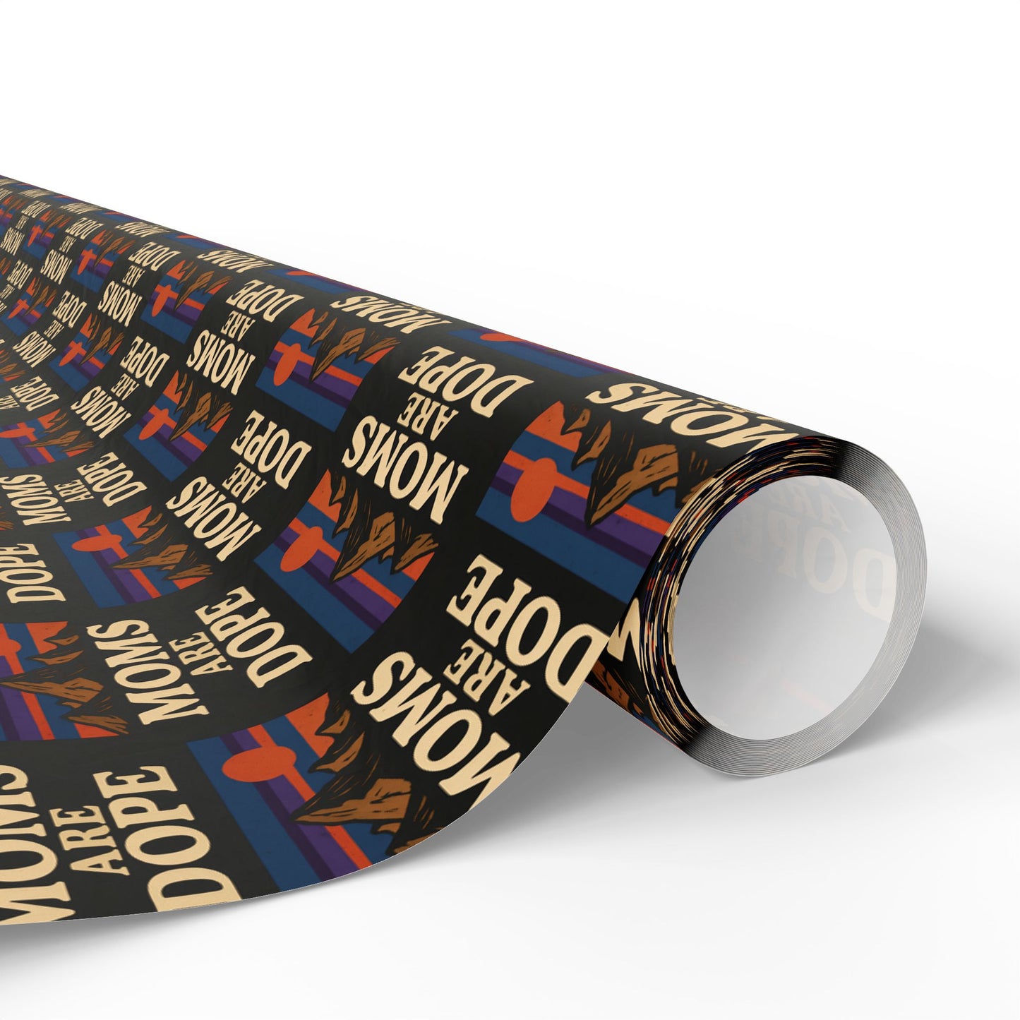 Moms Are Dope wrapping paper | Retro floral stripe pattern