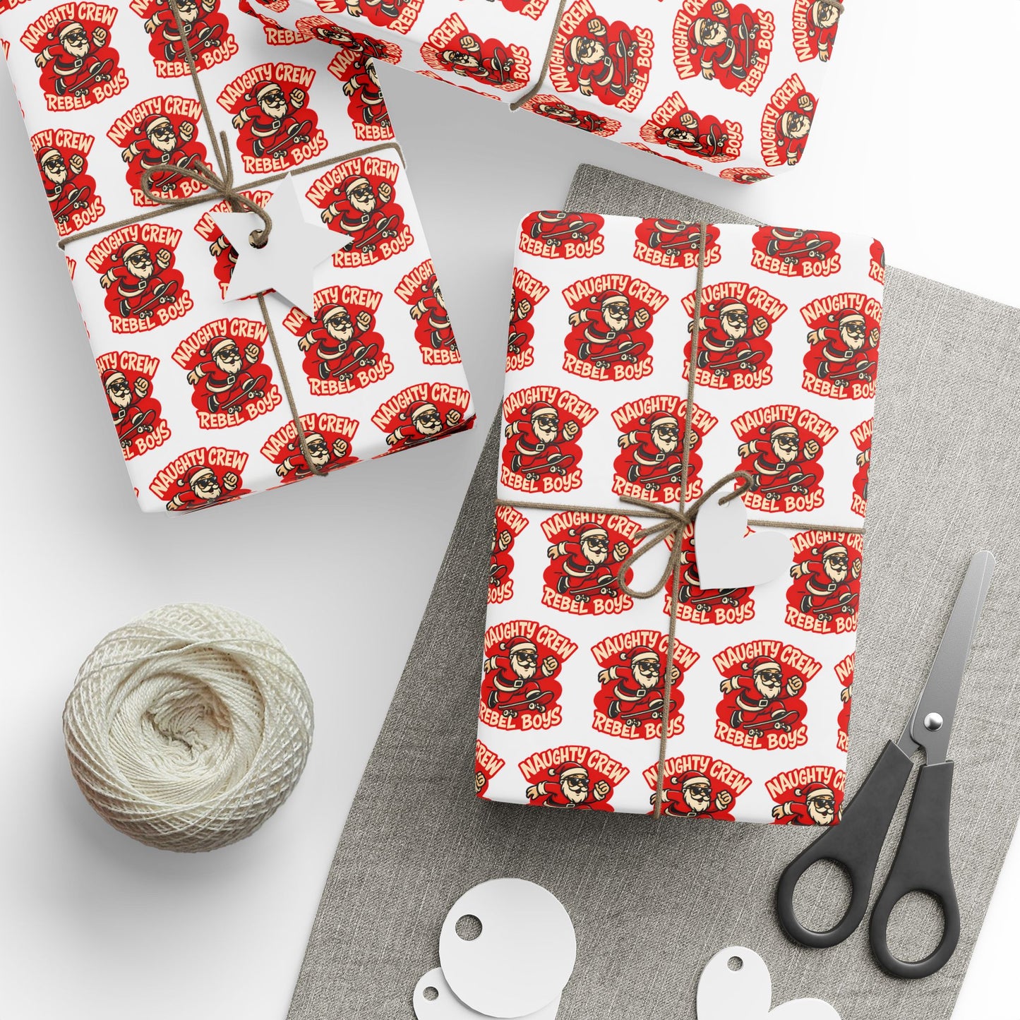 Naughty Crew Wrapping Papers, Gift Wrap Roll, Christmas Presents, Boys Birthday Party Supplies, Rebellious Kids Gift Packaging, Unique
