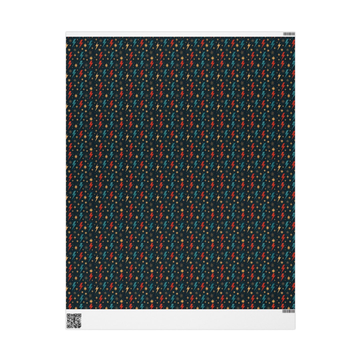 Rockstar Lightning Bolt Stars wrapping paper | Holiday Gift Wrap, Dark Teal Red Gold