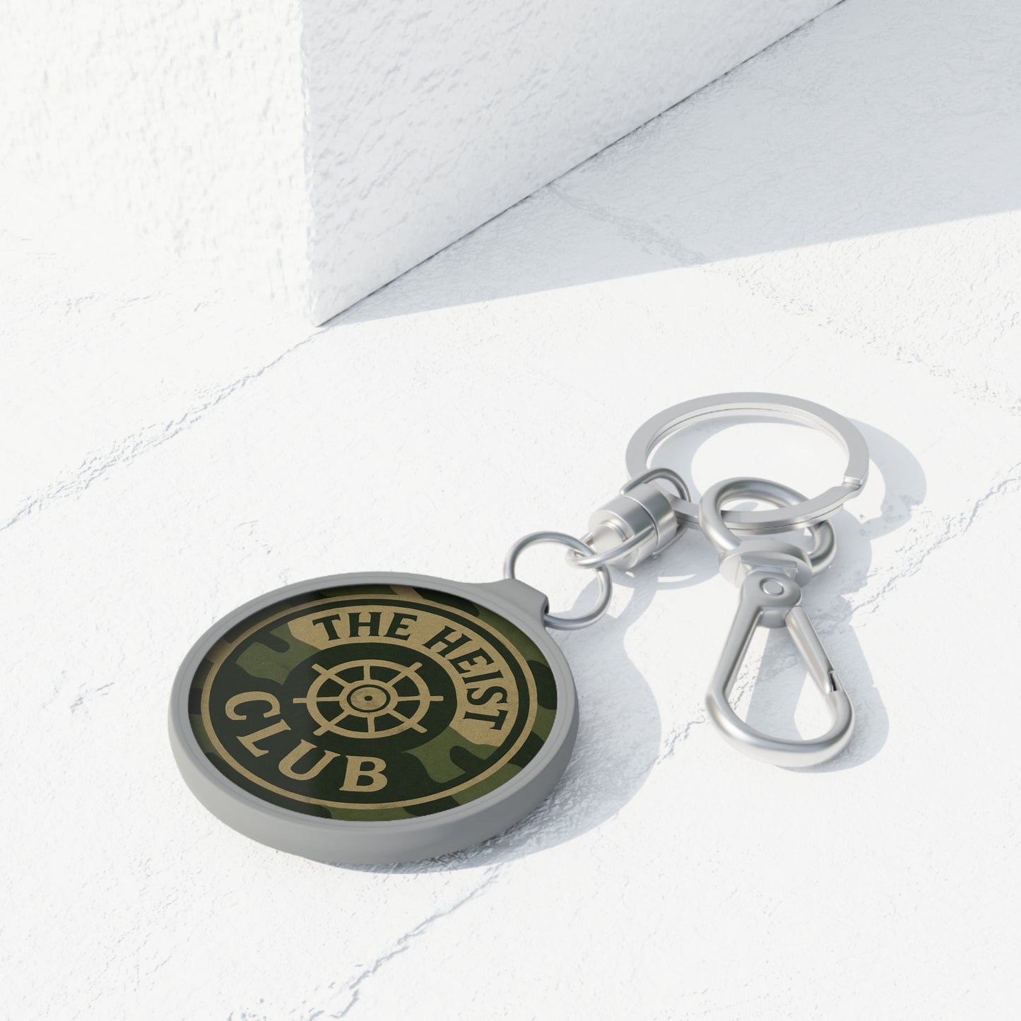 The Heist Club camo emblem Keyring Tag | Military badge keychain