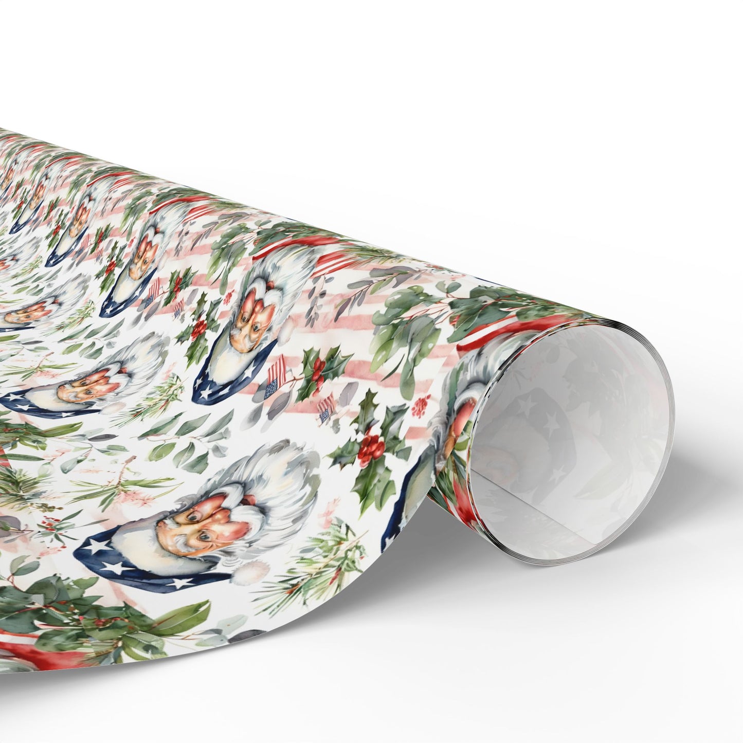 Wrapping Papers, American Santa Watercolor Gift Wrap, Christmas Holiday Wrapping Sheets, Festive Xmas Present Packaging, Decorative Craft