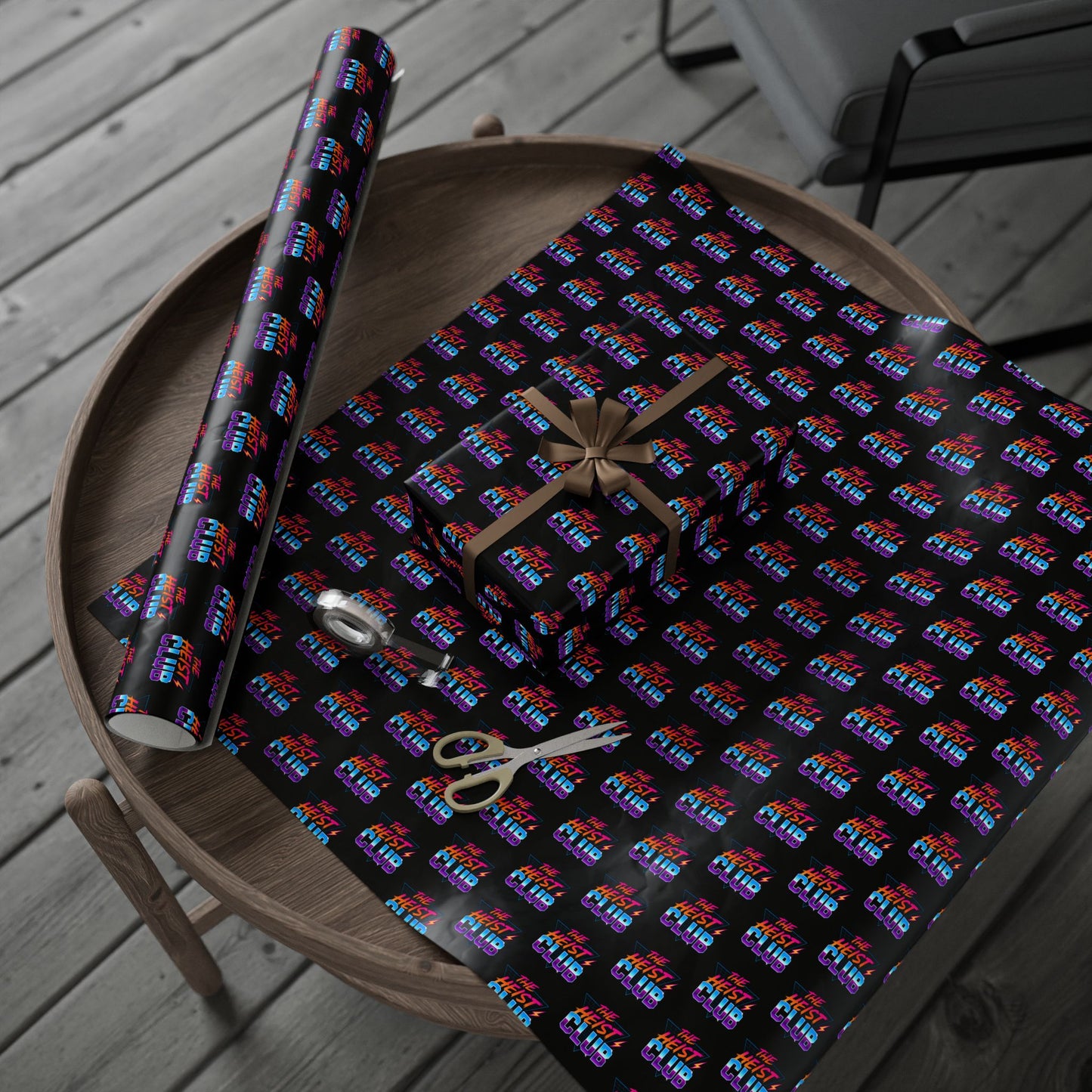 Wrapping Paper, The Heist Club Gift Wrap, Christmas Holiday Present Decoration, Birthday Party Supplies, Elegant Black and Gold Design