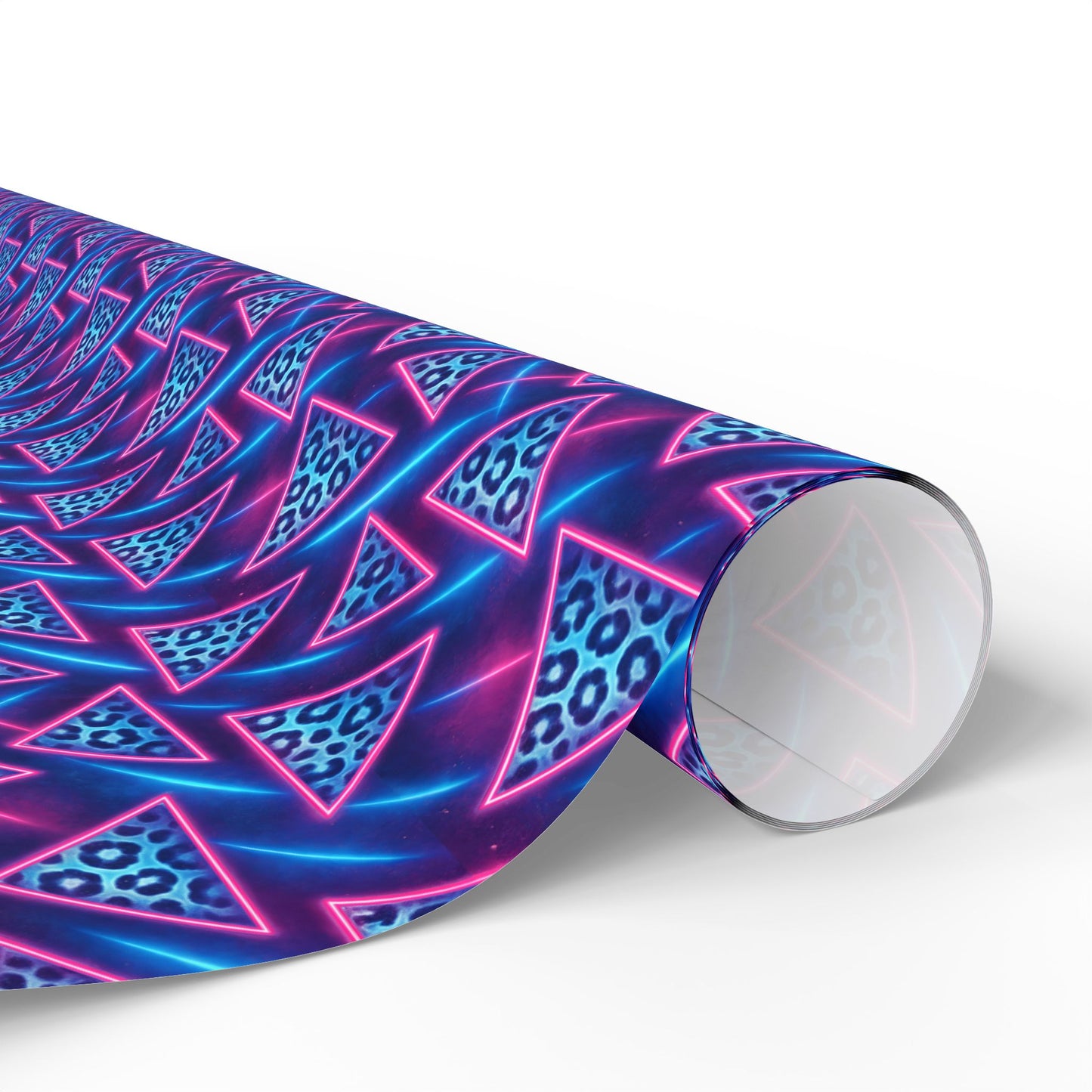 Rockstar neon leopard triangles wrapping paper | Holiday Gift Wrap, Dark Teal purple