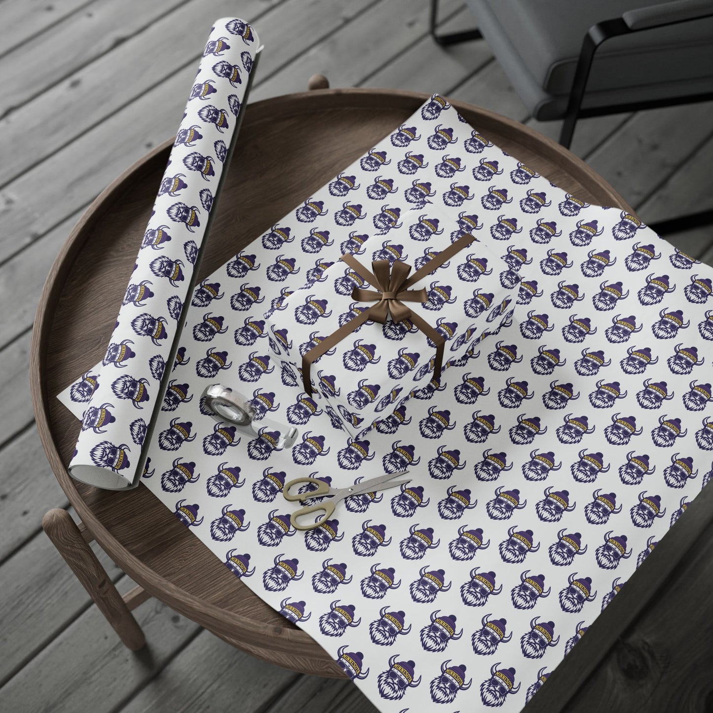 Wrapping Paper, MN Vikings Gift Wrap, Christmas Holiday Present Decoration, Birthday Party Supplies, Elegant Black and Gold Design
