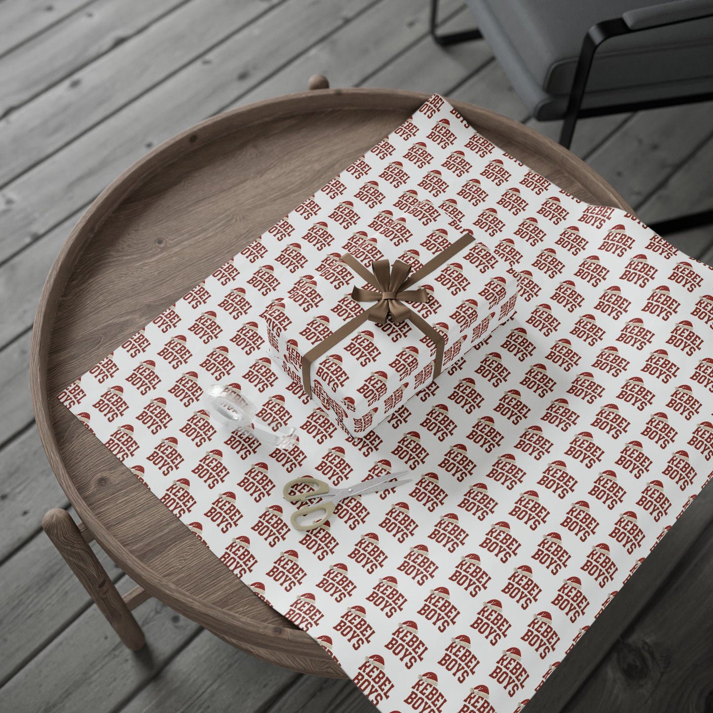 Rebel Boys Pattern Wrapping Paper | Red Typography Holiday Wrap