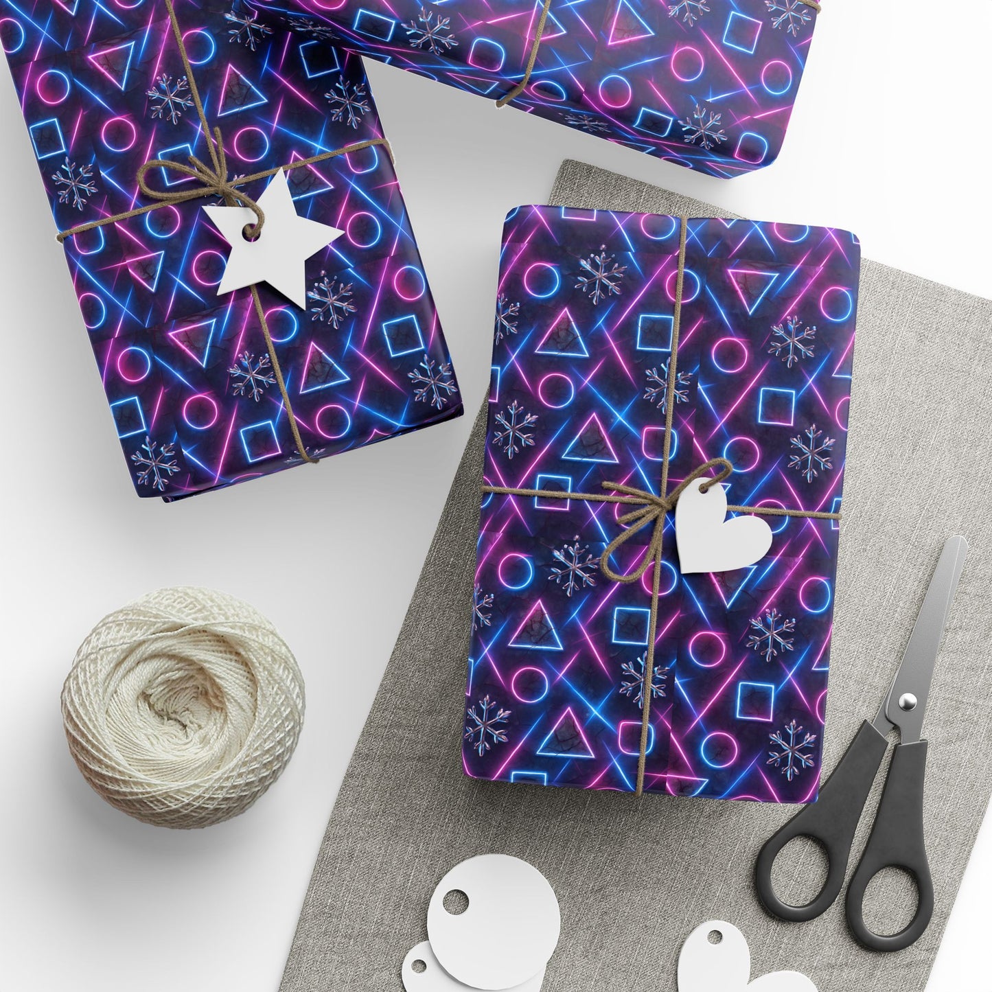Rockstar neon glam blizzard wrapping paper | Holiday Gift Wrap, Dark Teal Red Gold