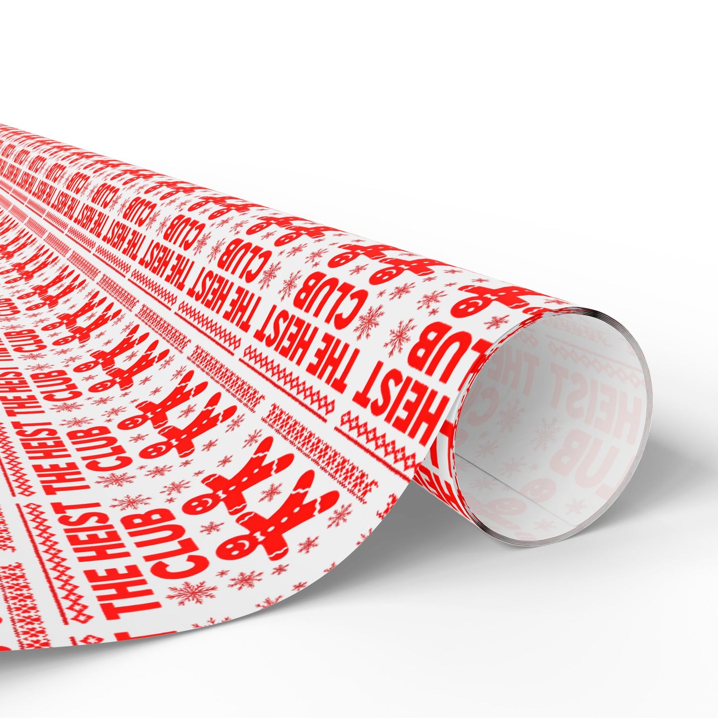 The Heist Club Wrapping Paper | Red holiday novelty paper