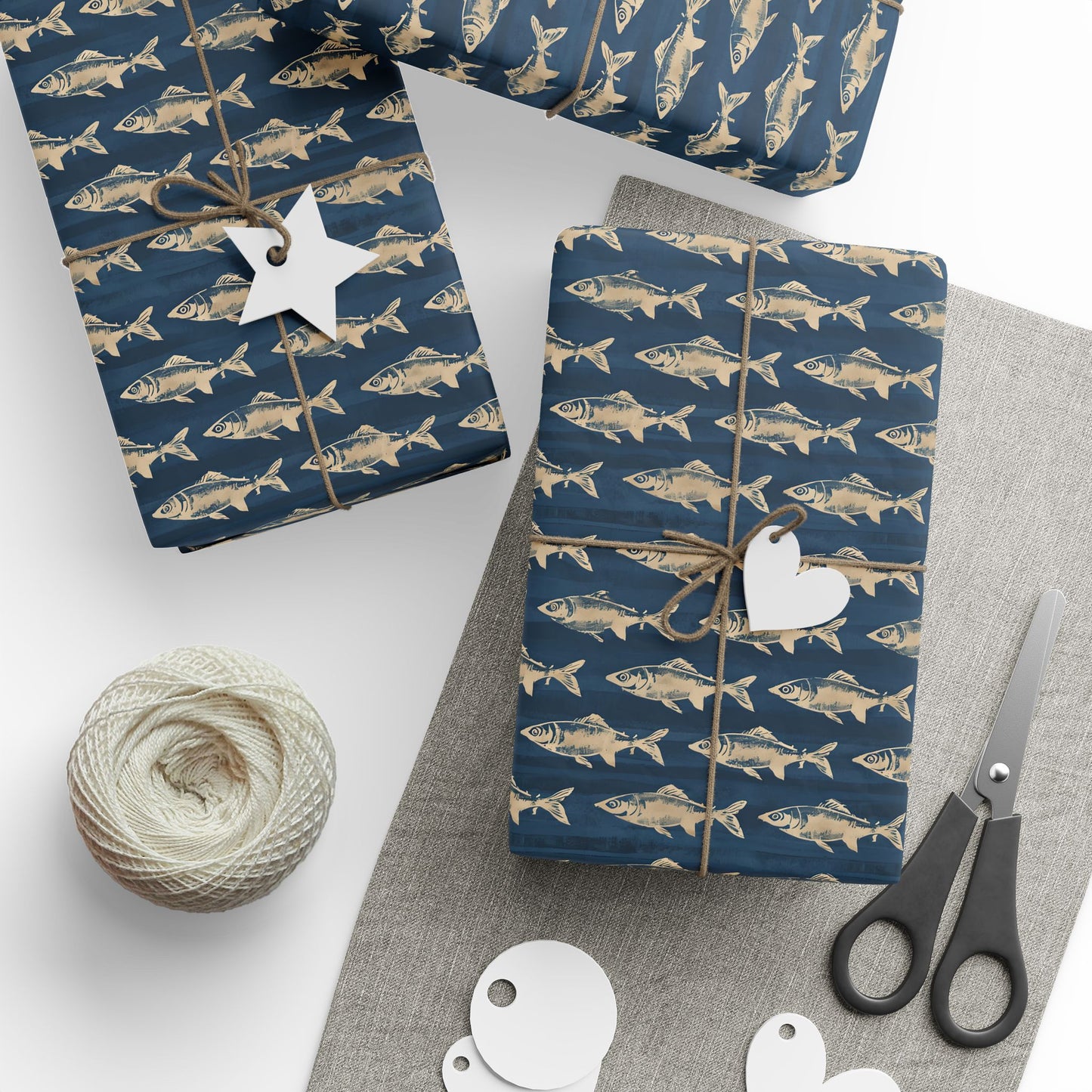 Vintage Fish Wrapping Papers, Nautical Gift Wrap, Ocean Themed Craft Paper, Fish Patterned Gifts, Under the Sea Packaging Supplies