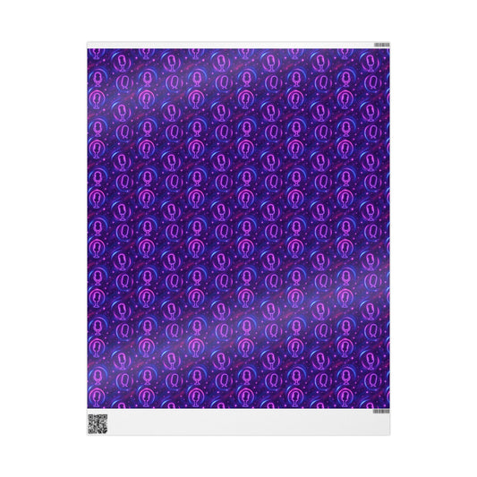 Rockstar neon microphones and stars wrapping paper | Holiday Gift Wrap, Dark Teal purple
