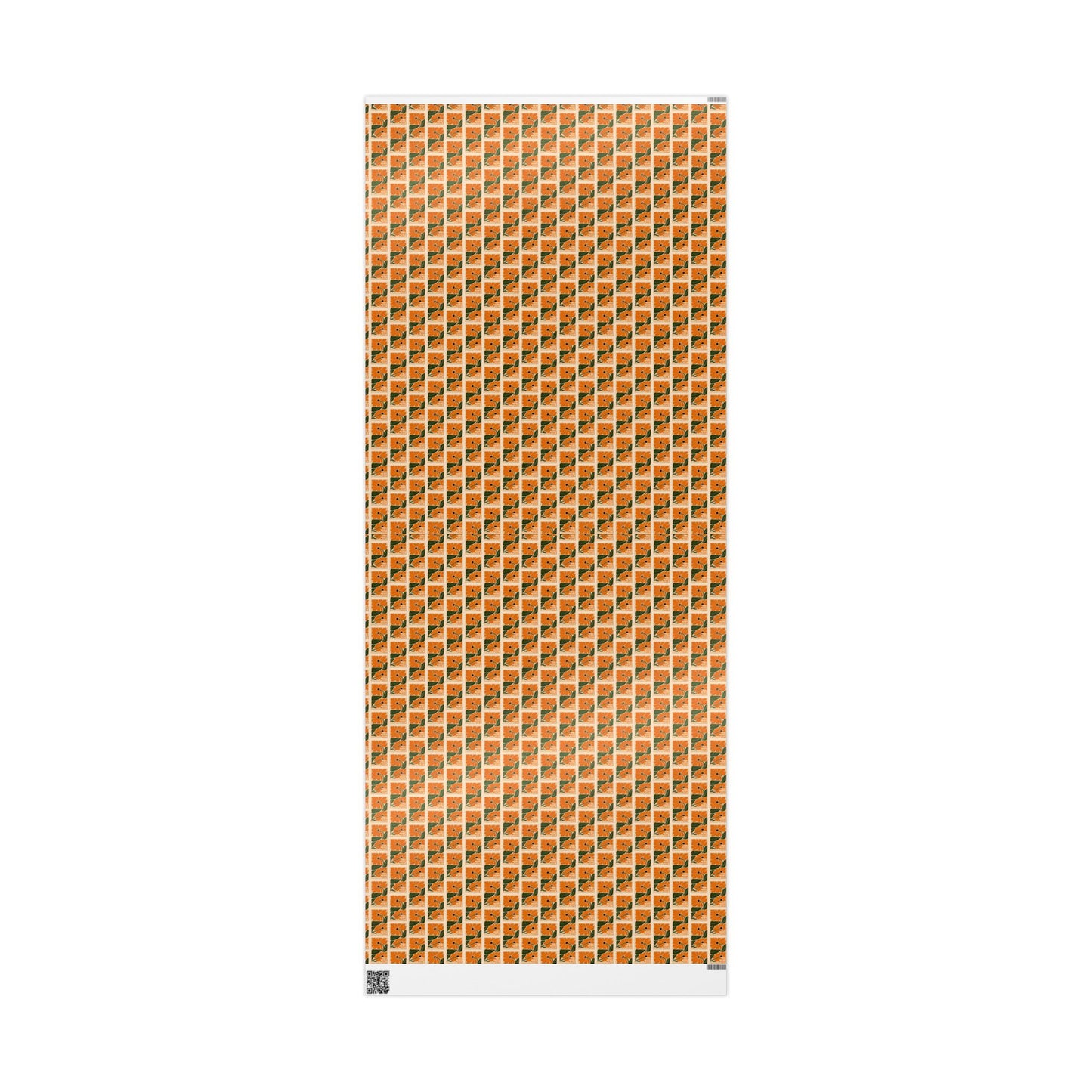 Orange Floral Tile Wrapping Paper | Pumpkin Blossom Pattern