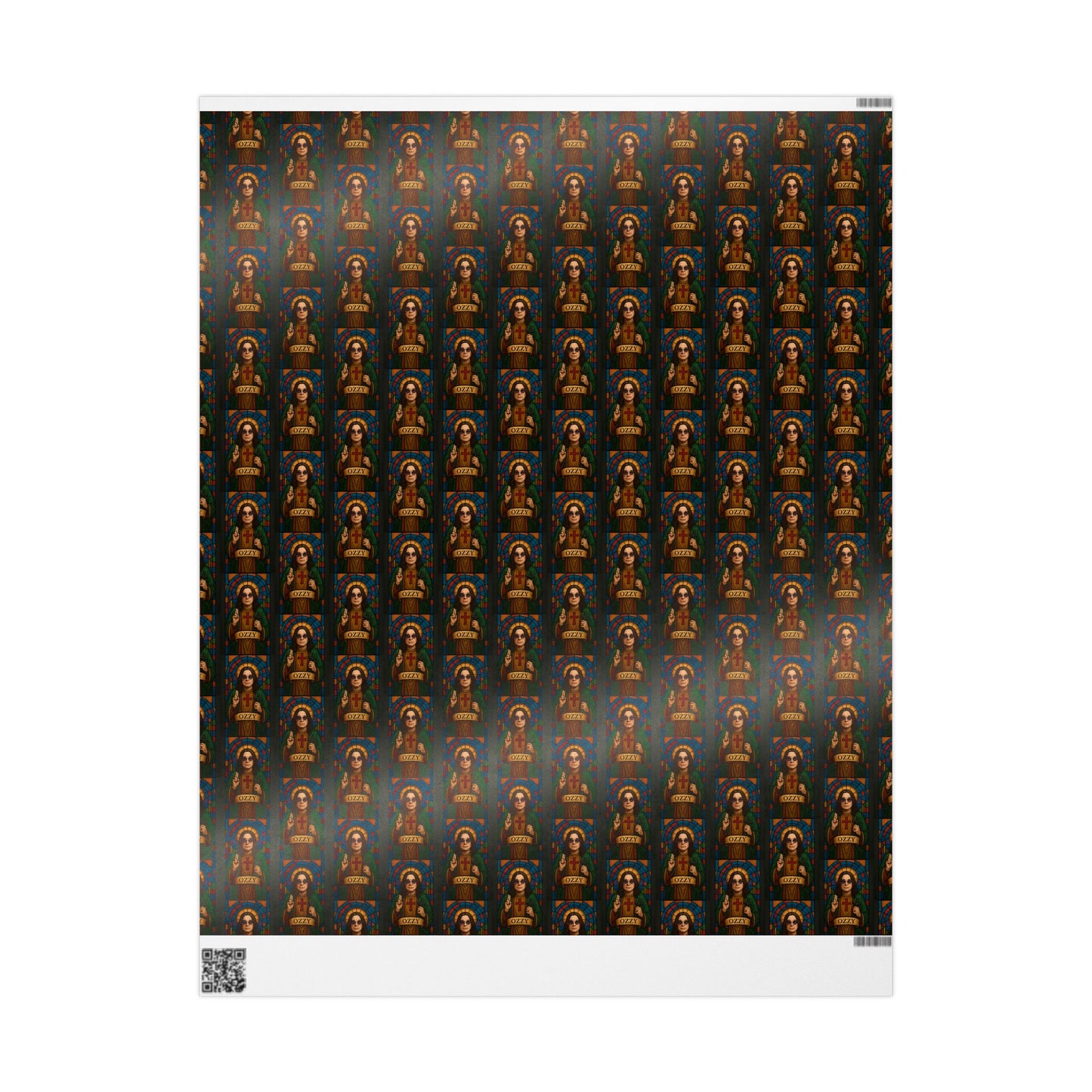 Rockstar wrapping paper, Oz Stained Glass Saint Pattern wrapping paper | Religious Holiday Wrap