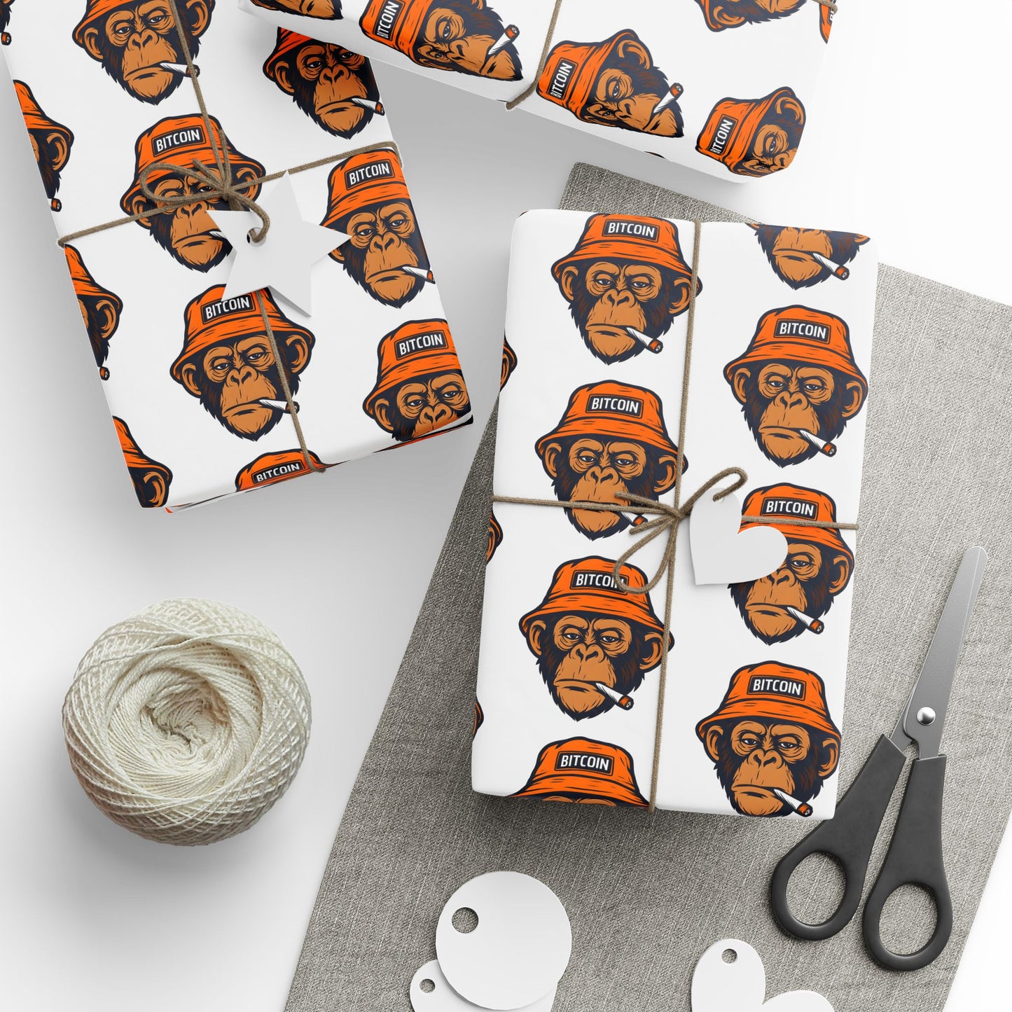 Bitcoin Monkey Wrapping Paper | Novelty Pattern Gift Wrap Roll