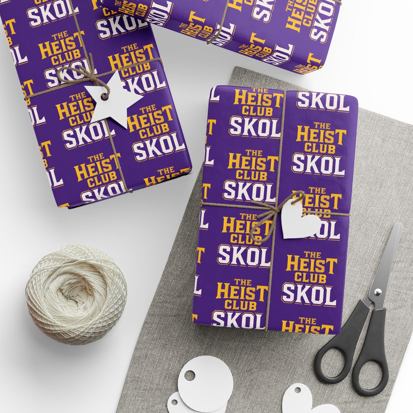 Wrapping Paper, SKOL The Heist Club Gift Wrap, Christmas Holiday Present Decoration, Birthday Party Supplies, Elegant Black and Gold Design