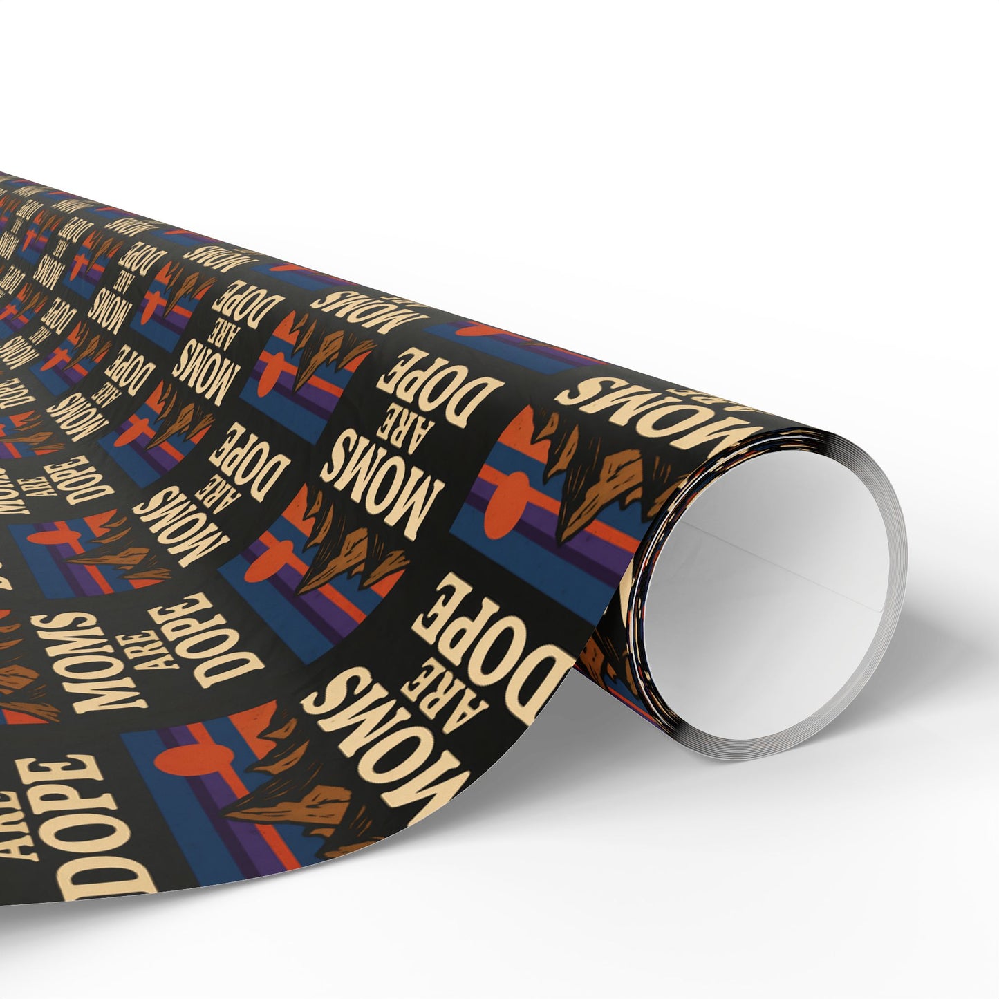 Moms Are Dope wrapping paper | Retro floral stripe pattern